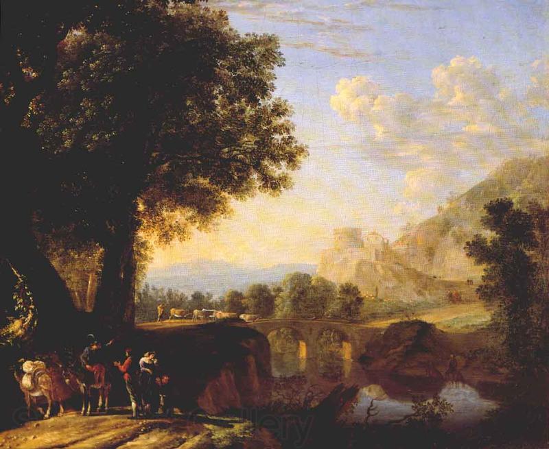 SWANEVELT, Herman van Italian Landscape with Bridge and Castle ar